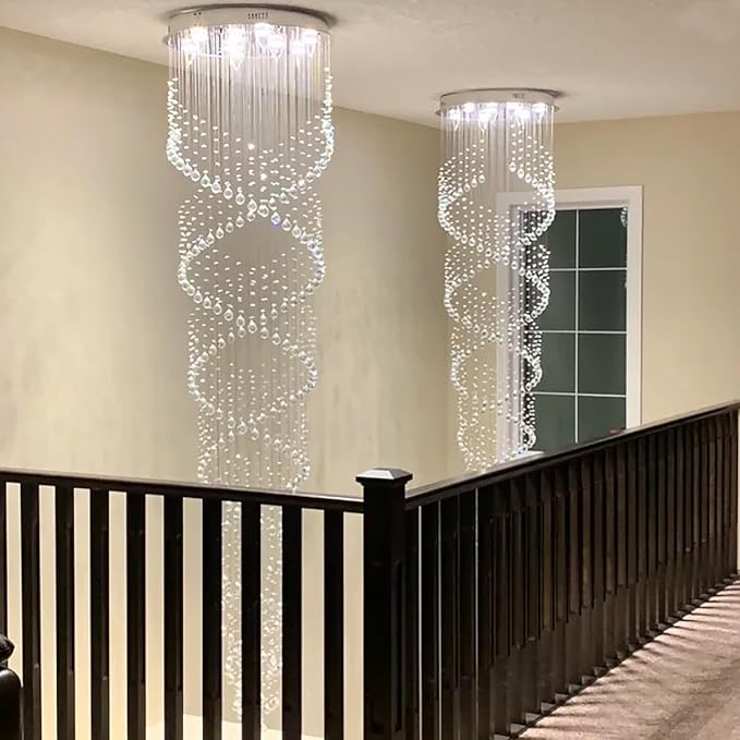 98-Inch Crystal Chandelier for High Ceilings, Suitable for Foyers, Stairs, Living Rooms with the Celing Height 18ft-21ft, Video Availablle for Easy&Quick Installation