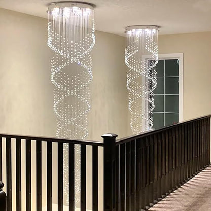 98-Inch Crystal Chandelier for High Ceilings, Suitable for Foyers, Stairs, Living Rooms with the Celing Height 18ft-21ft, Video Availablle for Easy&Quick Installation