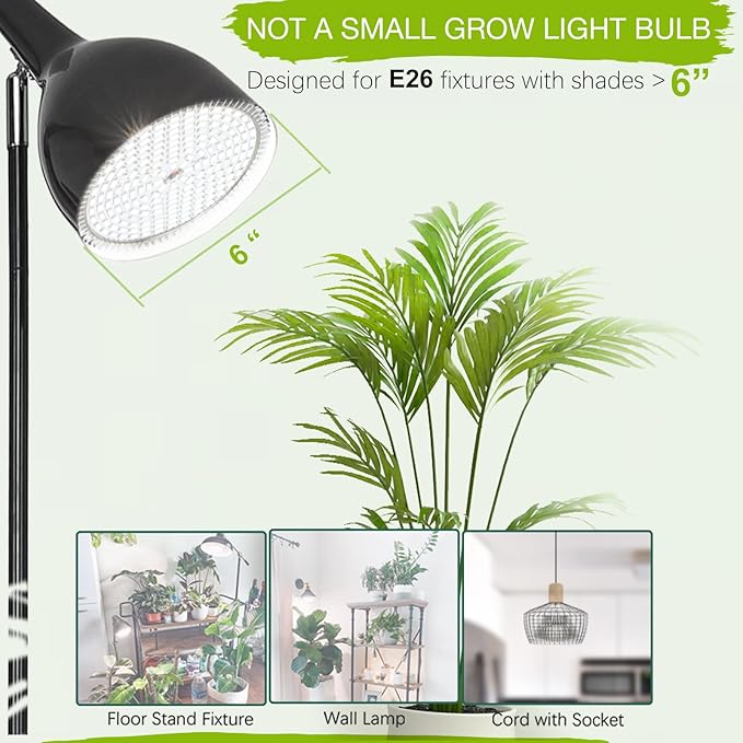 Lonwon Grow Light Bulbs 30W, LED Grow Light Bulb PAR38 Bulb, E26 Plant Light Bulb Full Spectrum, 4000K Warm Grow Bulb 320W Equivalent, Grow Light for Indoor Plants, Flowers, Regular Lamp, 1Pack