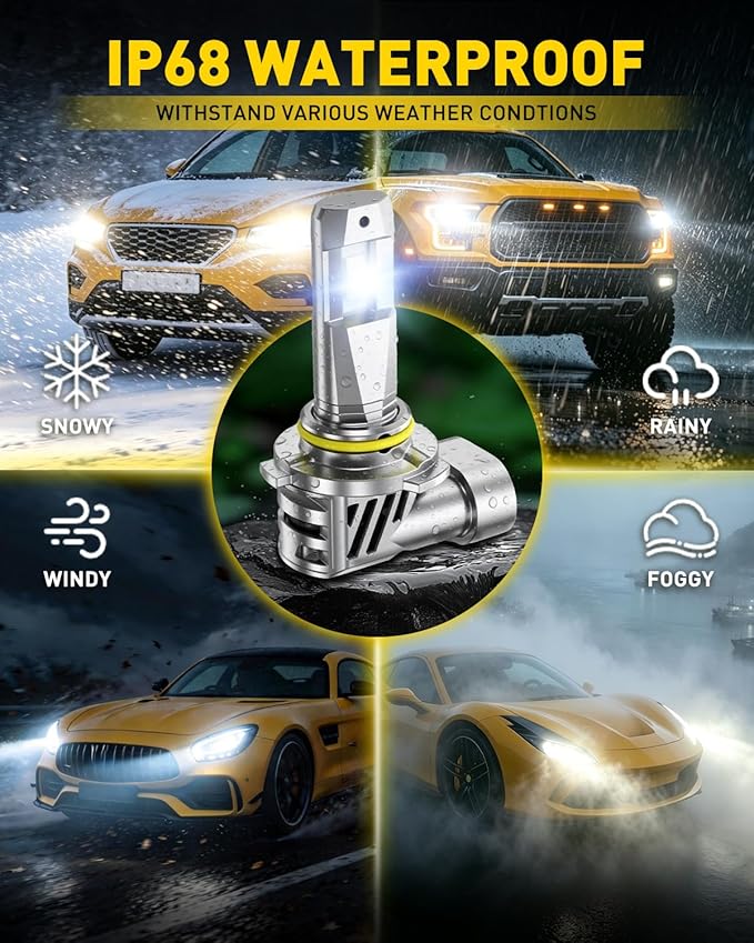 AUXITO 9006 Bulb HB4 Bulbs, 50000LM Brighter Ultra-Bright, Plug N Play, Long Lifespan, No Flicker, 99% Compatibility, 2PCS