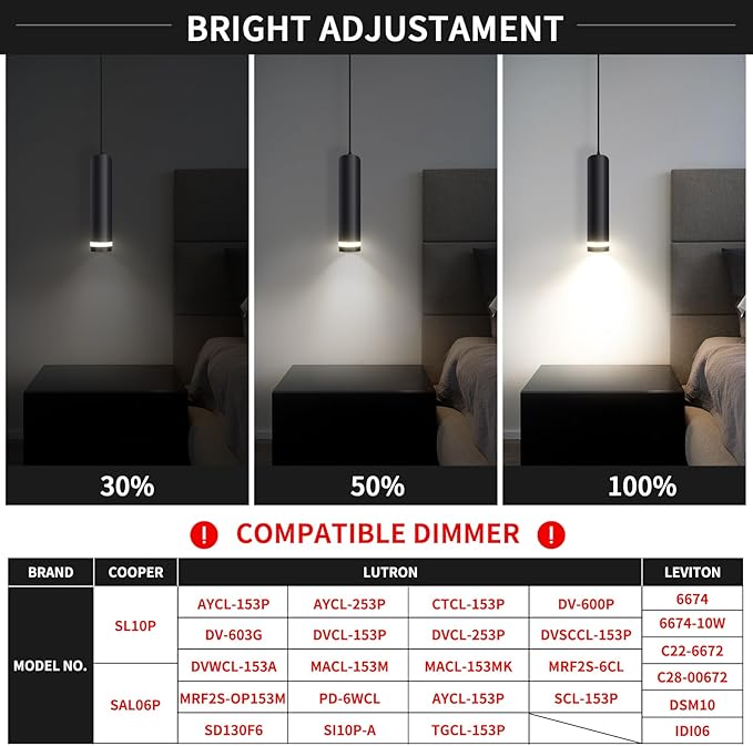 OKELI Modern Pendant Lights, Black LED Pendant Lights Fixtures,3 Color Pendant Lighting for Kitchen Island, Bar,12W,3000K-6000K,ETL(1pack)