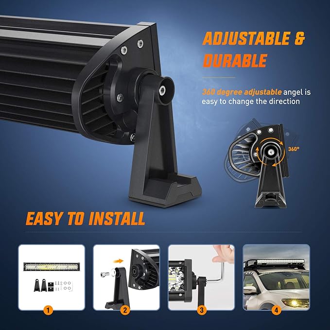 Nilight 18040C-A 22 Inch 480W Triple Row Flood Spot Combo Bar Driving Led Off Road Lights SUV Ute ATV Truck 4x4 Boat