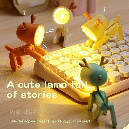 Cute Night Light for Kids, Mini Led Table Desk Lamp, Decorative Lamp Indoor Nightstand, Animal Pet Nightlights, Christmas Decorate Birthday Gifts for Children, Students (Deer 3 Colors-B)