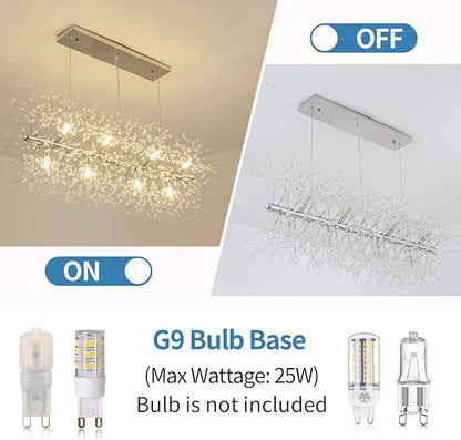 CM MZY Modern Crystal Chandeliers Firework, 12-Light Dining Room Lighting Fixtures Hanging, Chrome Sputnik Firework Ceiling Light Fixture for Dining Room Living Room Kitchen Island (L 35.5")