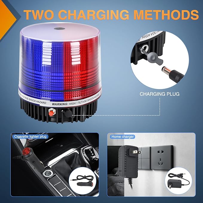Nilight 18LED Strobe Lights Red Blue Wireless Rotating Emergency Safety Flashing Beacon Light with Magnetic Base Mount and Two Types of Plugs for Vehicle UTV Truck Forklift Tractor Snow Plow