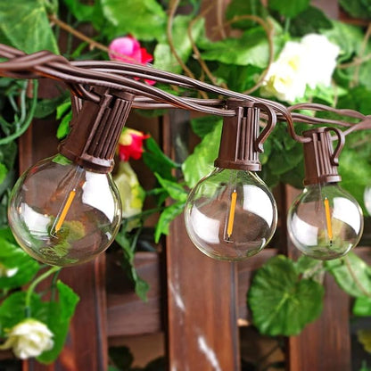 GOOTHY 25Ft Outdoor LED String Lights with 25 Shatterproof G40 LED Clear Globe Bulbs, Edison Vintage Bulbs Hanging Sockets, Decorative Lighting for Café Patio Porch Party Yard Christmas-Brown Wire