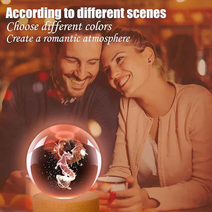3D Dragon Crystal Ball Night Light, 60mm 16 Colors with Wooden Base and Remote Control, Dragon Gift