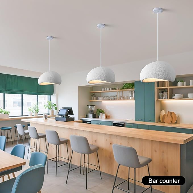 Wabi Sabi Pendant Light Oval, 15.7in Japanese Ceiling Fixture for Dining Room Kitchen Island Hallway Bedroom Restaurant, Adjustable Modern Japandi Hanging Lamp, E26 Base (40cm/15.7in)