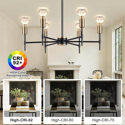 Black pendant light, 6-light dining room light fixture, height adjustable hanging restaurant lighting fixture, suitable for industrial retro pendant lights in farmhouses, kitchens, living rooms