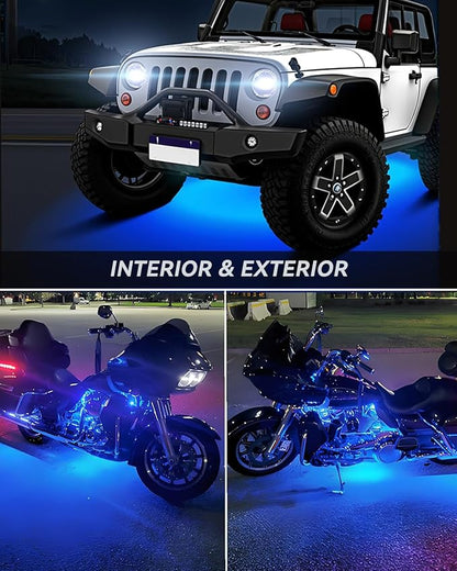 Keiurot 12V Led Light Strip 32CM Waterproof Light Strips for Cars Motorcycles Golf Cart Interior & Exterior Marine Boat Blue Led Strip 12V 5050 18SMD,Pack of 4