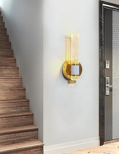 Gold Battery Operated Wall Sconces Set of Two, Dimmable Timer Wall Lamp Wireless Rechargeable Wall Light for Home Decor Living Room Bedroom Bedside Study Room Bathroom