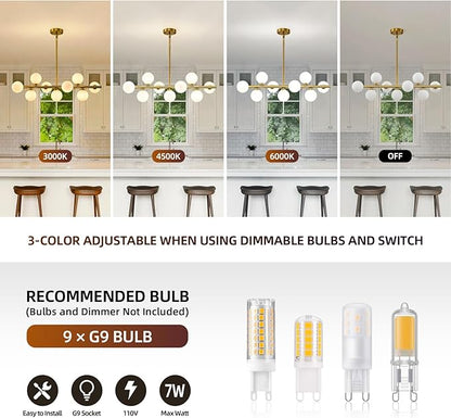 Mid Century Modern Sputnik Chandeliers: 9-Light Linear Brass Gold Dining Room Light Fixture - 40" Long Milk White Glass Globe Modern Pendant Chandelier Lighting for Living Room Kitchen Island Table
