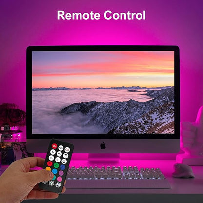 velted RGB Light Bar, Smart Music Sync RGB IC LED Lights Bars, USB Powered Ambient Lighting, Remote Control Color Changing Gaming TV Backlight, for PC Room Monitor Desk