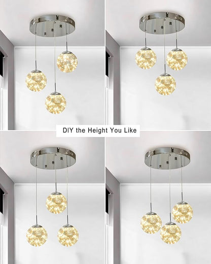 Pendant Lights Modern Crystal Chandeliers Hanging Light Fixture for Kitchen Island Sphere Pendant Light,Adjustable Chandelier for Dining Room,Foyer,Living Room Entryway