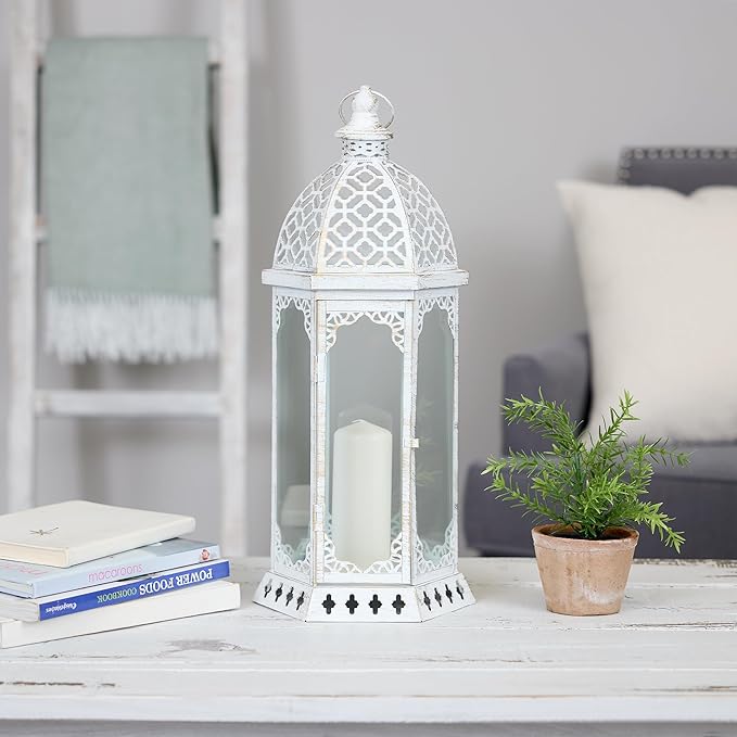 Zingz & Thingz Fancy Antique Style Candle Lantern Holder, Decorative Light Home Decor, 19.75" Tall, Graceful Lantern