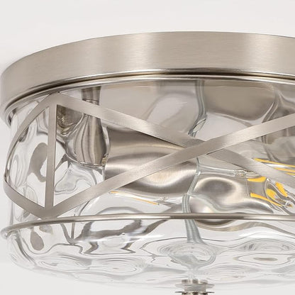 LamQee 2-Light Flush Mount Ceiling Light Farmhouse Kitchen Island Ceiling Light with Bubble Glass Close to Ceiling Light Fixture for Living Room Bedroom Foyer Hallway