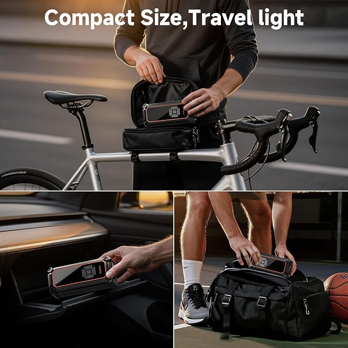 OlarHike Cordless Tire Inflator Portable Air Compressor,150 PSI Bike Pump with LED Light & Digital Pressure Gauge, Dual Power Air Pump for Car Tires, Motorcycle, Bicycle, Ball