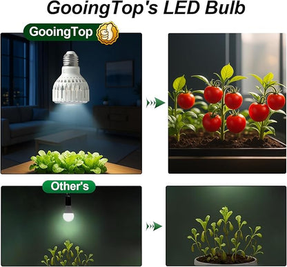 GooingTop LED Grow Bulb,12W (80Watts Equiv) 5000K White Full Spectrum Plant Light for Indoor Plant Growing,Super Bright & High Output,1 Pack