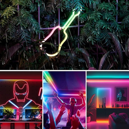 BTF-LIGHTING WS2811 IC RGB Chasing Color Side Emitting Neon Light 9.8FT DC24V 54IC 108LED/m T0615 IP67 Waterproof Flexible Addressable Rope LED Strip for Indoor DIY Decor (No Adapter or Controller)