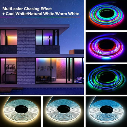BTF-LIGHTING FCOB WS2814 IC RGBW 4000K COB LED Strip Flexible High Density Uniform Chasing Color Light 3.2FT DC24V 784LED/m 14IC/m 10mm Width for Home Indoor Decor(No Adapter or Controller)