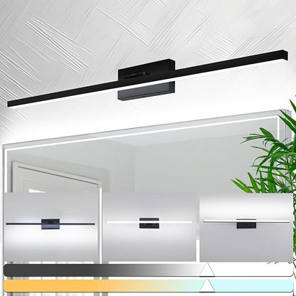 zouzai Second Generation Modern LED Bathroom Vanity Light Bar Black IP44 Over Mirror Bath Wall Fixture 5CCT Adjustable, Dual-Sided, 180° Adjustable Angle (32 inch)