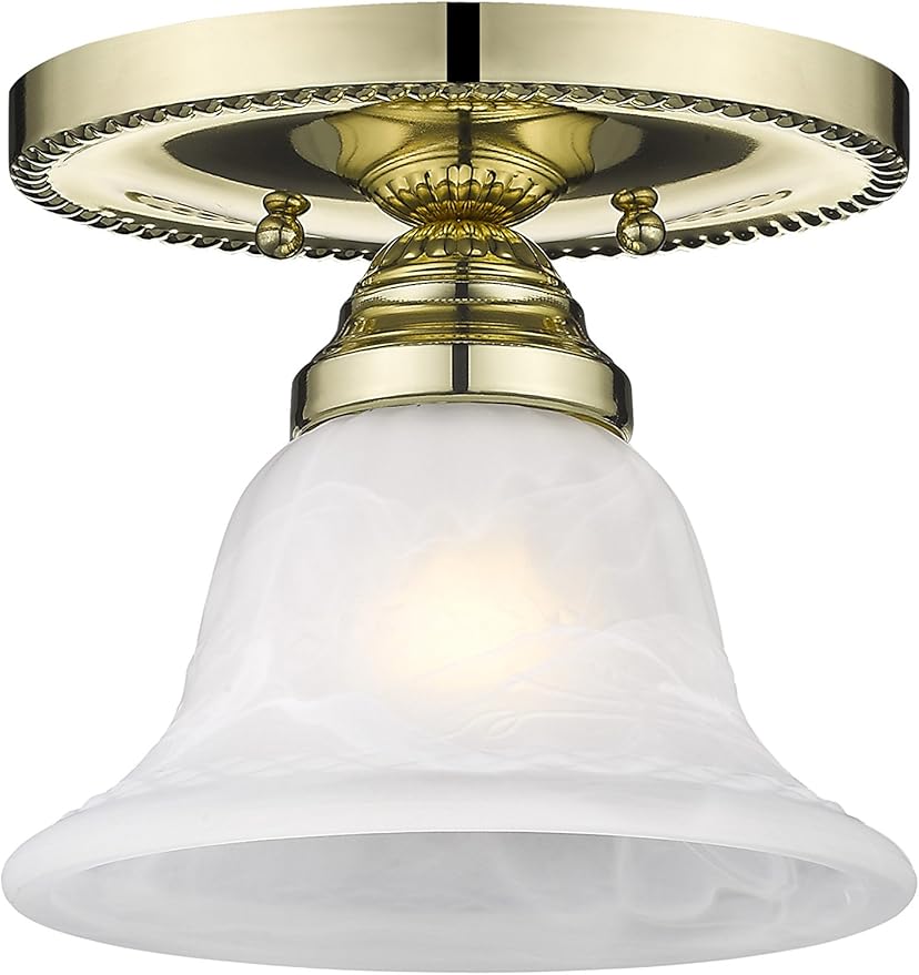 Livex Lighting 1530-02 Edgemont 1-Light Ceiling Mount, Polished Brass