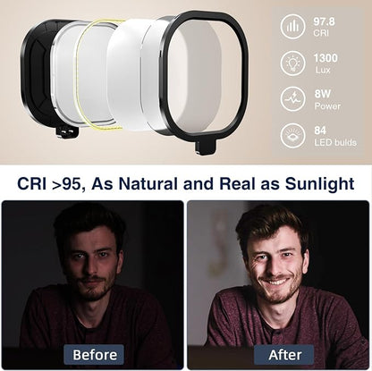 LitONES 2Pcs Desktop Video Conference Lighting for Zoom Meeting, Computer, Laptop, Work from Home with Nature Soft Light, Adjustable Brightness & Color Temp and Flexible Stand & Versatile Phone Holder