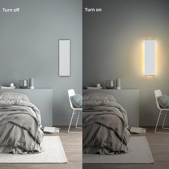 KICAAO 15.7in White Modern Wall Sconce 2-Pack,20W Indoor Vanity Light Up and Down LED Vanity Light for Bathroom Wall Lighting Fixtures Not Dimmable Not Plug (Warm Light 3000K-1PCS)