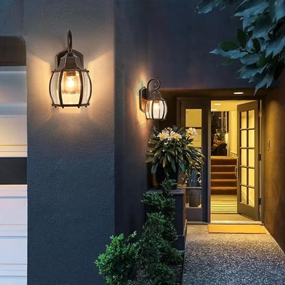 Dusk to Dawn Outdoor Wall Light in Oil Rubbed Bronze with Gold Rim 2-Pack Wall Lamp Outside Sensor Exterior Light Fixtures Wall Mount Porch Light E26 Exterior Wall Sconces for House Garden