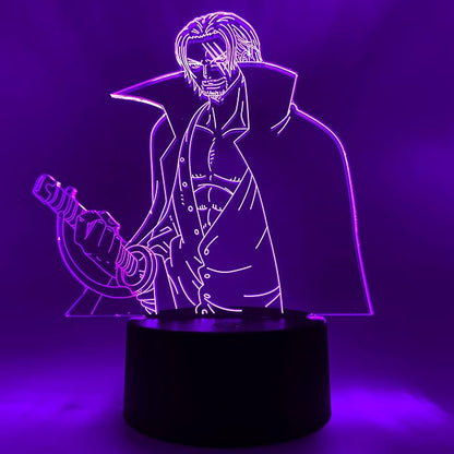 Otaku Lamps Shanks One Piece – Anime Lamp Figure Night Light, 16 Color RGB LED – 3D Anime Room Décor Gift for Otaku