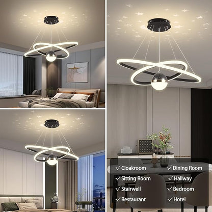 My Precious Modern Chandelier, Dimmable LED Chandelier with 3 Color Temp, Hanging Pendant Light for Kitchen Island, Modern Chandliers for Dinning Room, Bedroom, Living Room