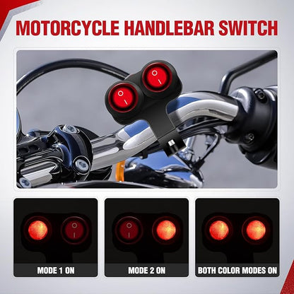Nilight Motorcycle 7/8" (22mm) Handlebar Switch Plug and Play 12V Waterproof On Off Push Button Dual Control for ATV UTV Driving Light Bar