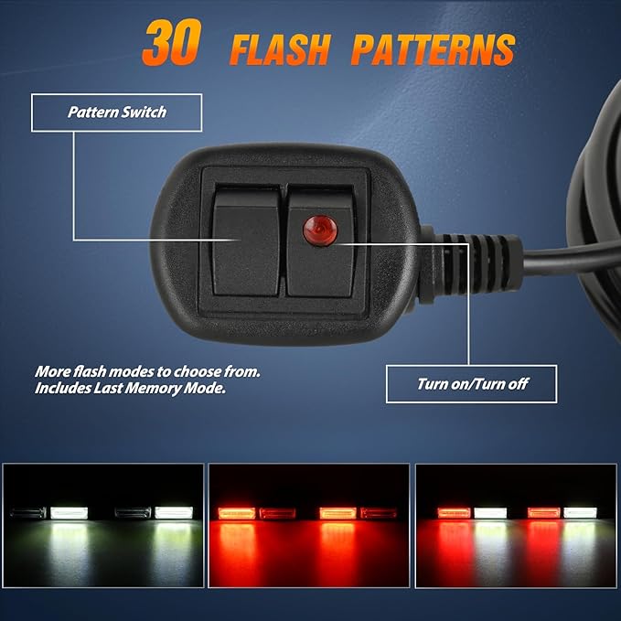Nilight 40LED Red White Emergency Strobe Traffic Advisor Light Bar with Suction Cups Dash Safety Warning Hazard Flashing Lights Interior Front/Rear Windshield for Trucks Construction Vehicles