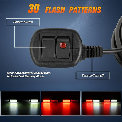 Nilight 40LED Red White Emergency Strobe Traffic Advisor Light Bar with Suction Cups Dash Safety Warning Hazard Flashing Lights Interior Front/Rear Windshield for Trucks Construction Vehicles