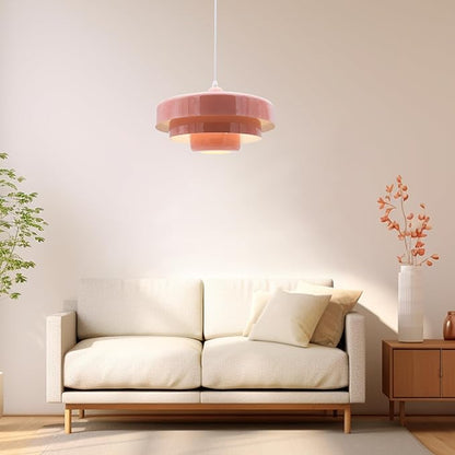 Pink Pendant Light Mid Century Pendant Lamp Nordic Pendant Lighting Fixture Hanging Ceiling Light 3-Layer Shade Design for Kitchen Island Dining Table Bedroom