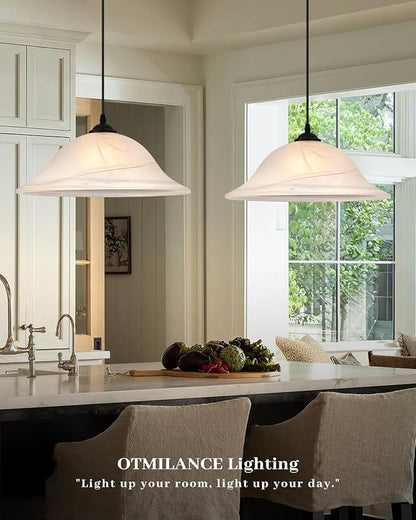 Oversized Black Pendant Lights Kitchen Island, Glass Pendant Light with Frosted, 16 Inch Island Pendant Light 1 Pack, Industrial Farmhouse Pendant Light for Kitchen Island, Dining Room, Bar