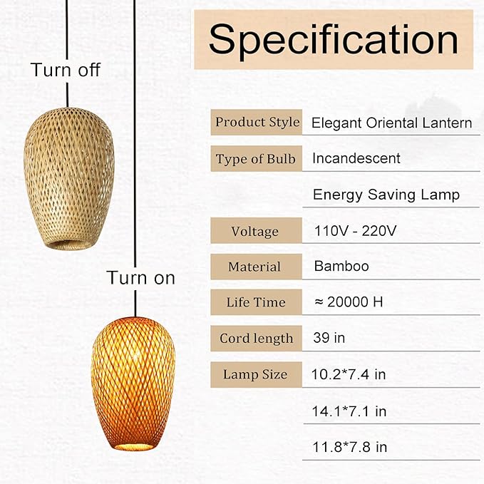 GWY Bamboo Pendant Lights, 3 Headlights E26 E27 Retro Rustic Yellow Bamboo Wicker Rattan Woven Chandelier Lamp Shade Light Fixture Ceiling Hanging Light for Bedroom Restaurant Cafe Farmhouse Teahouse