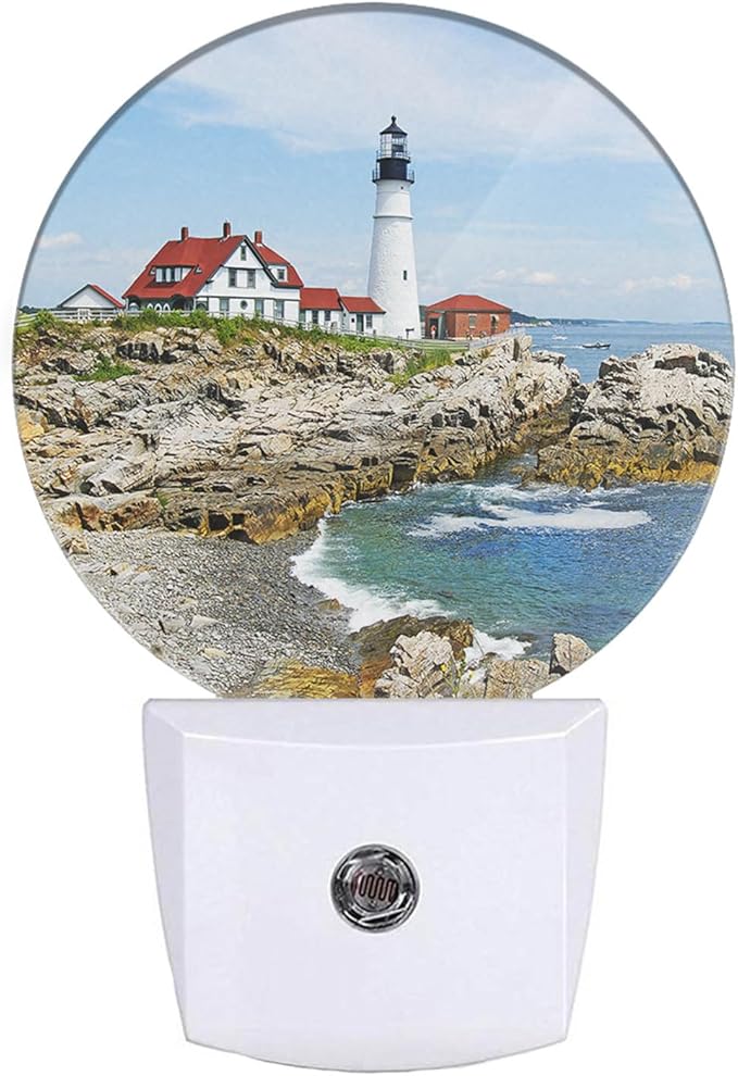 EKOBLA Lighthouse Plug-in Night Light, Coastal Seaside Lighthouse LED Nightlight for Bedroom, Living Room & Bathroom