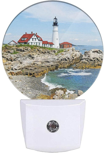 EKOBLA Lighthouse Plug-in Night Light, Coastal Seaside Lighthouse LED Nightlight for Bedroom, Living Room & Bathroom