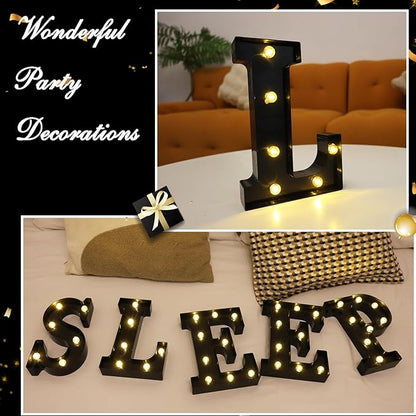 Led Marquee Letters, 8.58 Inch Black Light Up Letters, Small Led Letter Lights, Battery Powered Lighted Letterfor Table, Party, Birthday, Christmas Decor (Black, Letter L)