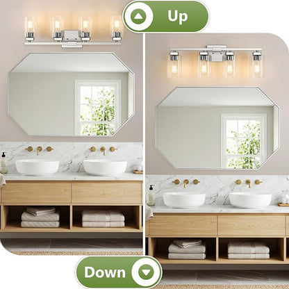 BesLowe 27" 4-Light Bathroom Light Fixture, Modern Brushed Nickel Bathroom Vanity Light, Bathroom Lighting Fixtures Over Mirror, Matte Nickel Bathrom Wall Lamp, Wall Lights for Living Room Bedroom