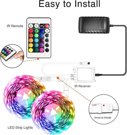 dalattin Bluetooth Led Lights for Bedroom 100ft,Smart Led Strip Lights with App Control Remote Control, RGB LED Light Strips,Music Sync Color Changing Room Decoration Party, (2 Rolls of 50ft)