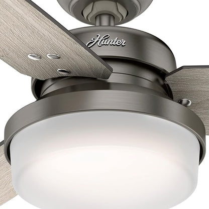 Hunter 44 inch Indoor Ceiling Fan with LED Light and Remote Control - Standard Mount Ceiling Fan, 3 Blades, For Bedroom, Living Room, or Kitchen - Sentinel 50393, Brushed Slate