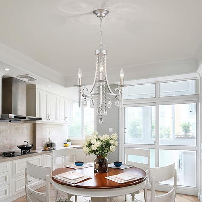 Small Crystal Chandelier, Mini Chrome Chandelier Light Fixture Wagon Wheel Crystal Hanging Pendant Light, 3-Light Modern Chandelier for Bedroom Hallway Bar Kitchen Dinning Living Room Foyer Bathroom
