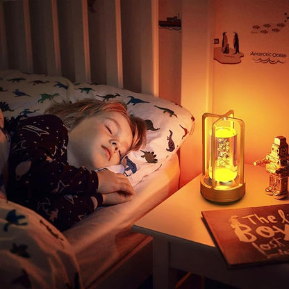 Portable Table Lamp for Outdoor Indoor: Cordless Rechargeable Desk Lamp with 3 Color Stepless Dimmable - Metal Battery Operated Lantern Light for Bedroom/Bar/Coffee Shop/Camping (Gold (Bubble))