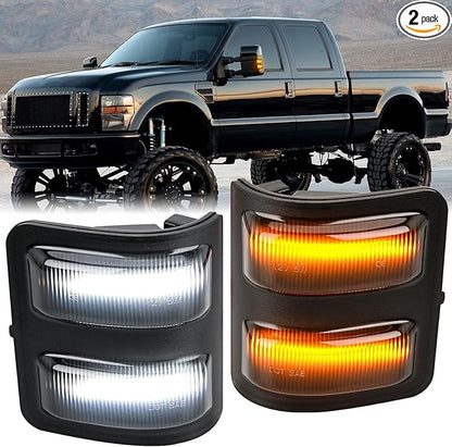Nilight Side Mirror Marker Light Switchback Amber Turn Signals Lights White Parking Lamp Smoked Lens Plug and Play Compatible With 2008-2016 Ford F250 F350 F450 F550 Super Duty