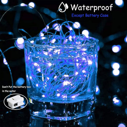 ZGWJ Fairy Lights Battery Operated, 24 Pack Blue Twinkle String Lights 20 LED 7FT 3 Lighting Modes Waterproof for Bedroom, Easter, Halloween, Christmas, Party Indoor and Outdoor Decoration