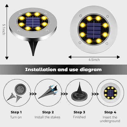 DUUDO 4.6in Solar Lights Outdoor Waterproof 10Pack, Solar Garden Lights Pathway Light Bright In-Ground Light Landscape Lighting Outdoor Garden Decor for Yard, Patio, Driveway, Walkway Warm Light