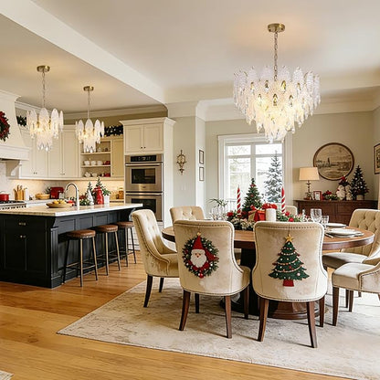 13" Tiered Chandelier, Modern Small 3-Tier Round Chandeliers for Dining Room,4-Light Tiered Crystal Glass Lighting Fixture Kitchen Island,Bedroom,Living RoomL13'' × W13'' × H16''