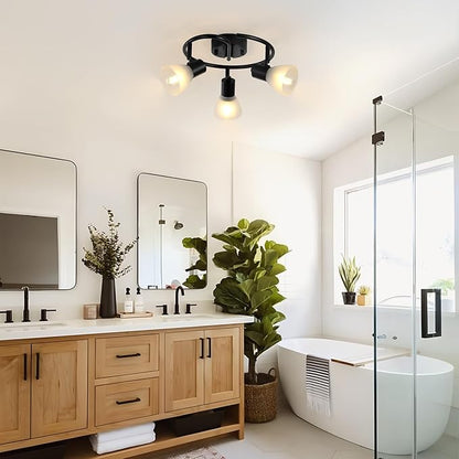 KEESFU 3-Light Kitchen Flush Mount Ceiling Light，Modern Round Track Lighting Fixtures，Directional Ceiling Spot Light for Dining Room Bedroom Hallway.